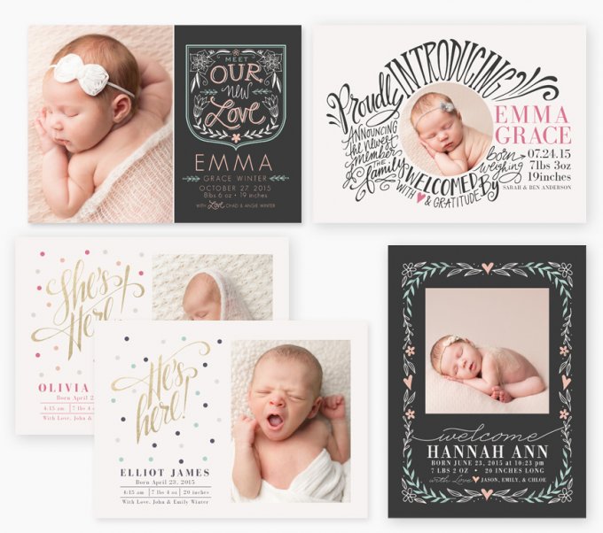 Botanical Birth Announcement Templates by Jamie Schultz Designs