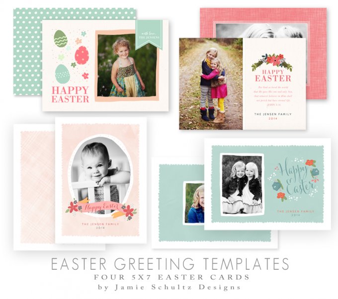 Easter Greeting Card Templates by Jamie Schultz Designs