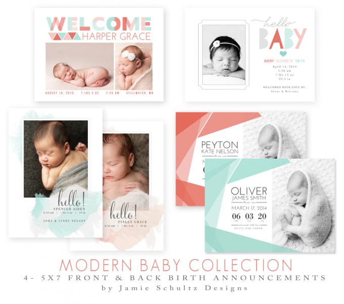 Modern Baby Photoshop Template Collection by Jamie Schultz Designs