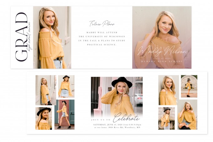 Modern Grad Trifold Templates by Jamie Schultz Designs