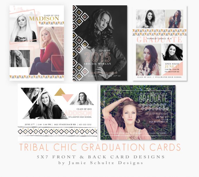 Tribal Chic Grad Card Templates by Jamie Schultz Designs